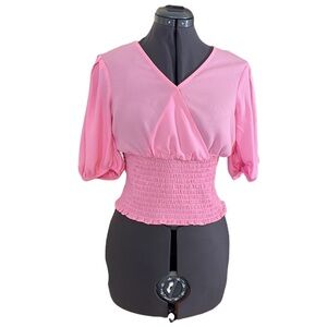 1. State Bubblegum Pink Semi-sheer Peasant Blouse Size Small